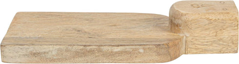 Creative Co-Op Medium Hand-Carved Mango Wood Slicer - Natural Cheese and Cutting Board with Face Handle Design