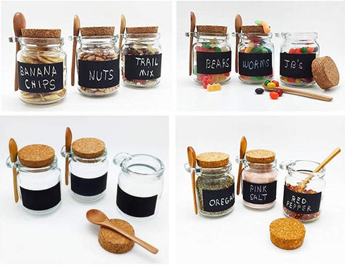 1Pcs 250ml/8.5oz Empty Clear Glass Jam Jar with Cork and Spoon, Multipurpose Storage Canister for Honey, Candy, Bath