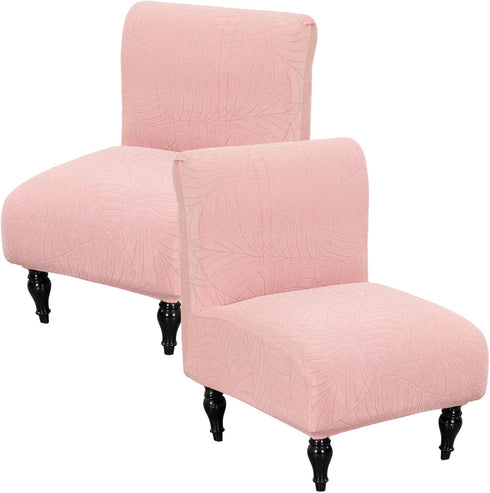Armless Accent Chair Cover Stretch Leaf Jacquard Chair Covers for Living Room