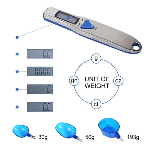 Accurate Digital Spoon Scale, 500/0.1g Kitchen Stainless Measuring Tool for Weighing