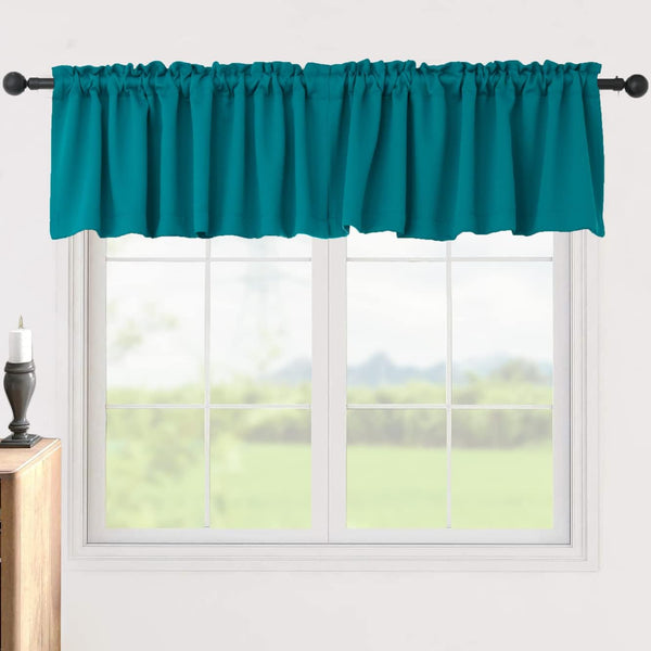 Blackout Valance Curtains, 2 Panels, 52" W x 18" L, 18 Inches Long, Short Curtains with Rod Pocket for Kitchen,