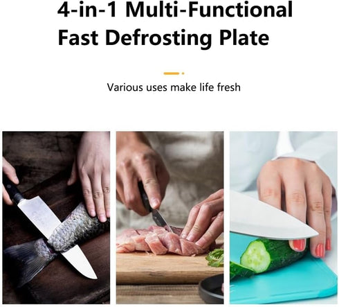 UNOSCHRIM 4-in-1 Fast Defrosting Tray, 12 * 8 Inch Aluminium Thawing Plate, Multi-functional Cutting Board