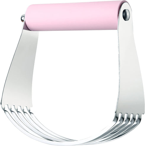Spring Chef Large Dough Blender for Baking, Professional Stainless Steel Pastry Cutter, Pink Lemonade