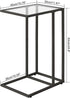UHGD001B YMYNY C-Shaped End Table, Tempered Glass Sofa Side Table, TV Tray CouchTable That Slide Under for Small Space