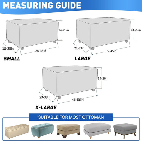 MAXIJIN Jacquard Ottoman Cover Slipcovers Folding Storage Stool Furniture Protector Cover Soft Thick Rectangle Foot