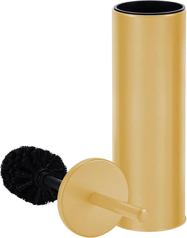 Deep & Sturdy Toilet Bowl Brush with Holder - Durable Scrubbing Bathroom Cleaner - Household Supplies, Gold