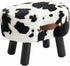 Small Footstool with Handle, Faux Fur Ottoman Foot Rest with Padded Seat,