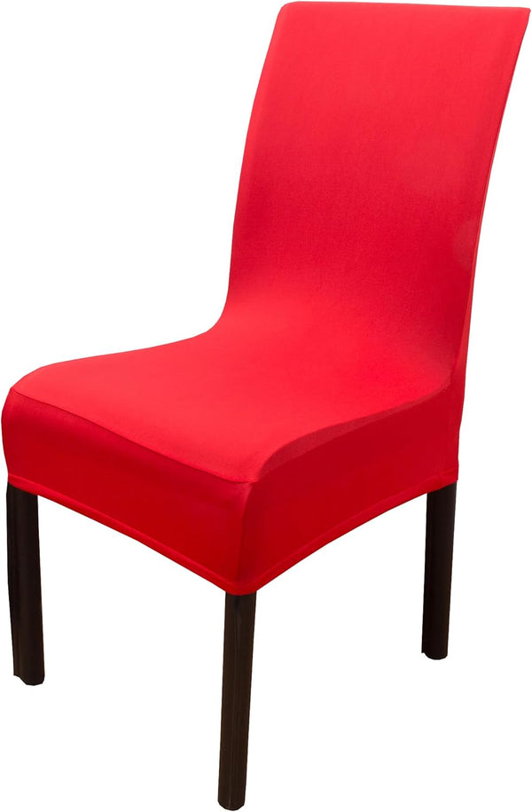 4 Pieces Spandex Stretch Washable Dining Room Chair Covers, Seat Slipcovers for All Seasons (Red, 4)