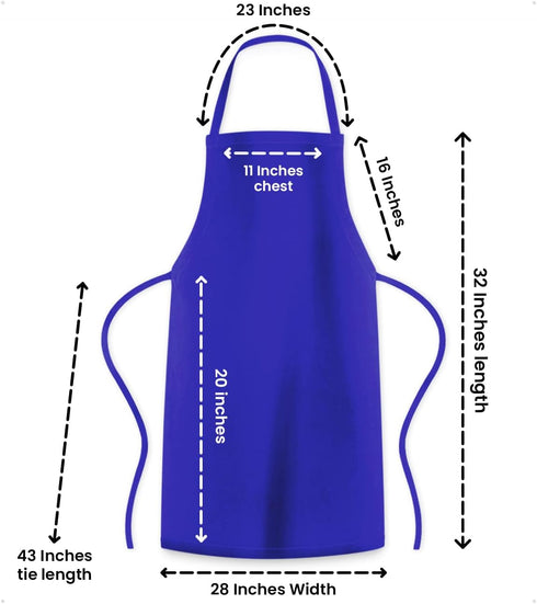 Unisex Bib Aprons, 100% Polyester Chef Apron with Extra Long Ties for Cooking
