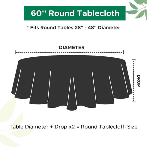 Biscaynebay 60" Textured Fabric Round Tablecloths for Tables 28" to 48", Natural Water Resistant Covers for Dining,