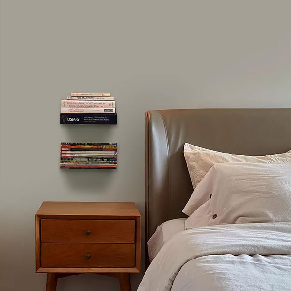 Set 4 Pack ELSKER&HOME Small Floating Shelf of White, Metal Floating Book Shelves for Wall Mounted,Invisible