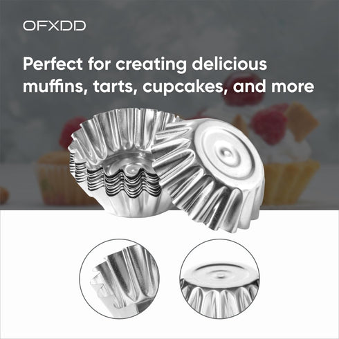 Muffin Cups for Kitchen Baking 2.36 Inch - 30 Pcs Metal Egg Tart Molds, Reusable Mini Tart Tins and Cupcake