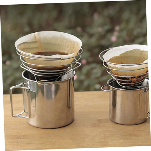 2pcs Folding Funnel Coffee Maker, Stainless Steel Hand Drip Coffee Strainer, DIY Coffee Dripper Filter