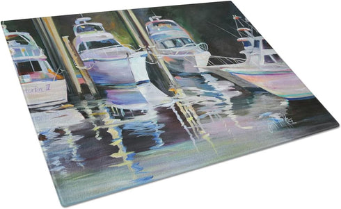 Caroline's Treasures JMK1048LCB Large Decorative Glass Cutting Board, Deep Sea Fishing Boats, Tempered