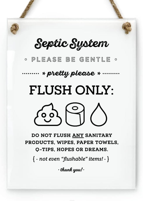 6x8 Inch Cute Emoji Septic System Bathroom Sign, Ready to Hang, Premium Finish, Durable