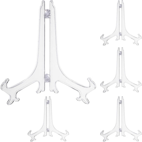 uxcell 9" Acrylic Plate Stands for Display Easels, Transparent 5Pcs Acrylic Plate Holder for Card Photo Frame