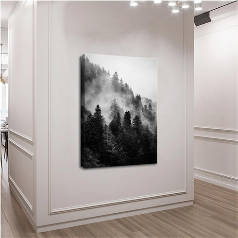 Forest Canvas Wall Art, Black and White Landscape Paintings Prints for Bedroom Living Room Decor (16x24in, Unframed)