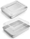 E-far Small Baking Pan with Lid, 9.4” x 7” x 2” Stainless Steel Bakeware for Cakes, Brownies, Casseroles - Set of 2