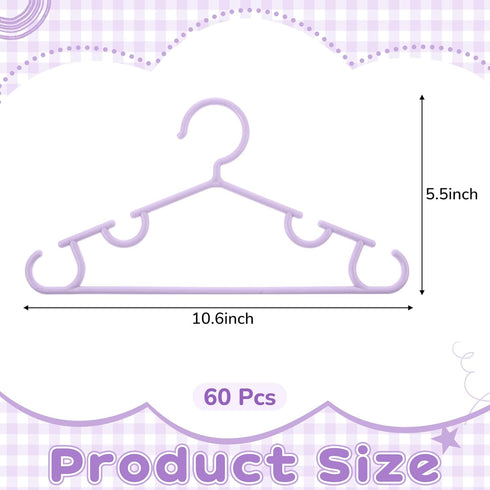 Hsei 60 Pack Closet, Pastel Color Kids Nursery Hangers Plastic Baby Hangers Heavy Duty Toddler Hanger for Pants, Coat