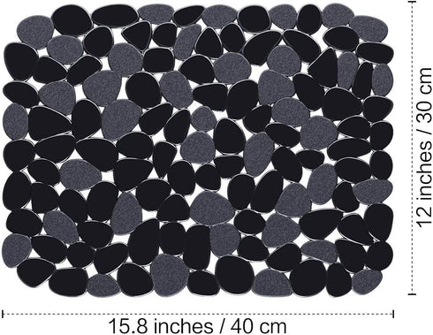 Yolife Pebble Sink Mats - PVC Sink Saddle Protectors for Stainless Steel Sink, 2 Pack (Black), 15.8inch x 12inch
