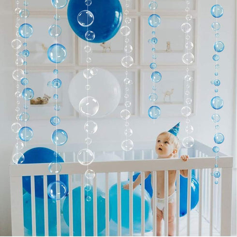 Decor365 Under The Sea Party Decorations - Blue Bubble Garlands for Little Mermaid Birthday, Underwater Backdrop