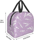 Reusable Lunch Box - Cute Lavender Flowers Light Purple Cooler Tote for Travel Picnic, Insulated Durable Shopping
