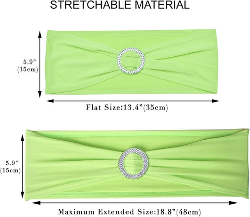 SweetEasy 10pcs Lime Green Stretch Chair Sashes Spandex for Wedding Parties Banquet Decorations Elastic Chair Covers