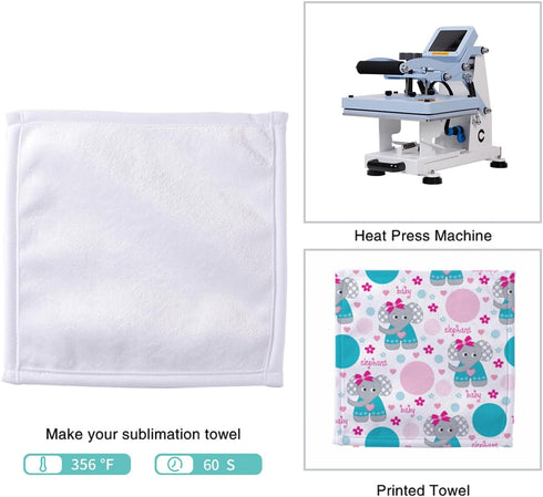 PYD Life 12 Pack Sublimation Blanks White Towel, 8 Inch Bathroom Hand Towel for Heat Press Transfer Print