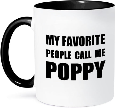 3dRose mug_232518_4 "My Favorite People Call Me Poppy" Two Tone Mug, 11 oz, Black