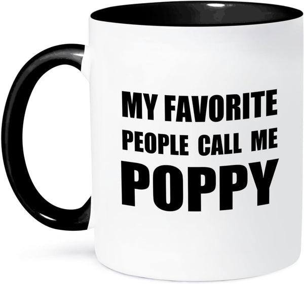 3dRose mug_232518_4 "My Favorite People Call Me Poppy" Two Tone Mug, 11 oz, Black