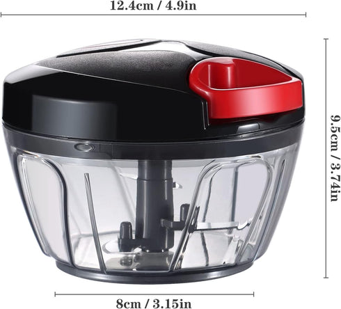 Cambom Manual Food Chopper Vegetable Cutter, Hand String Chopper for Onions, Fruits, Nuts - BPA Free, 550ml Black