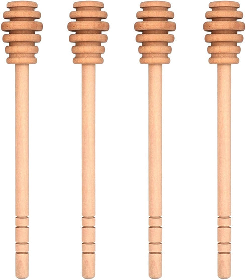 4PCS Honey Mixing Stirrer, Wooden Honey Dipper, Smooth Honey Comb Stick, Honey