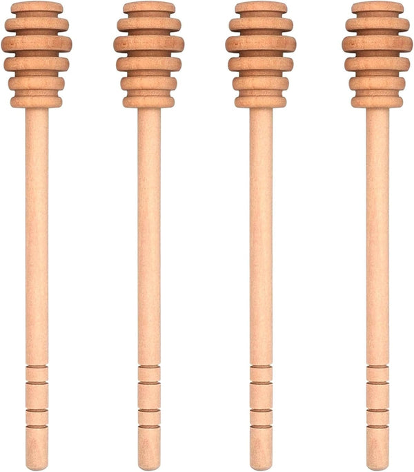4PCS Honey Mixing Stirrer, Wooden Honey Dipper, Smooth Honey Comb Stick, Honey