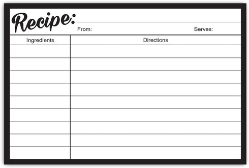 Recipe Index Cards, 40 Count - Size 4x6 - Black