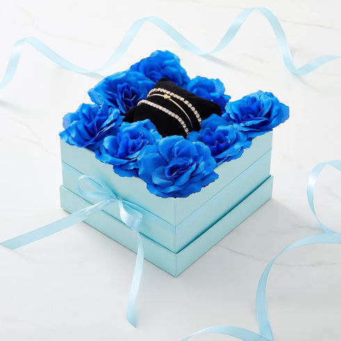 Bright Creations Blue Roses Artificial Flowers, Set of 50 Stemless Silk Roses, Royal Blue Faux Bouquet Decor