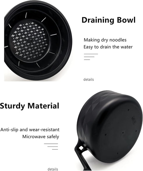 Layron Ramen Cooker Bowl Set with Chopsticks, 33oz Microwave Noodle Bowl for College Dorm Room Essentials