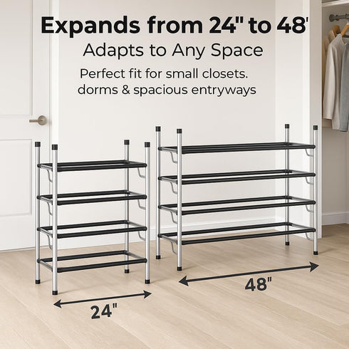 Closet, (4 USTECH Shoe Rack Organizer, Sturdy Shoe Storage Organizer for Entryway | Expandable Metal Shelf Shoe Rack