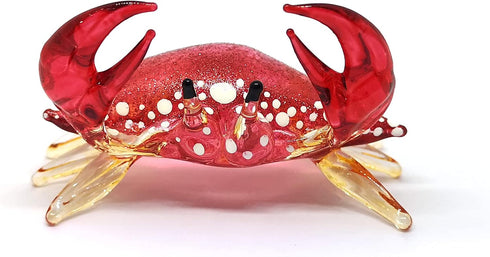 ZOOCRAFT Decoration,1.7 2.5 1.4 inches. Glass Crab Figurine Red Hand Blown Painted Art Miniature Coastal Style Gift