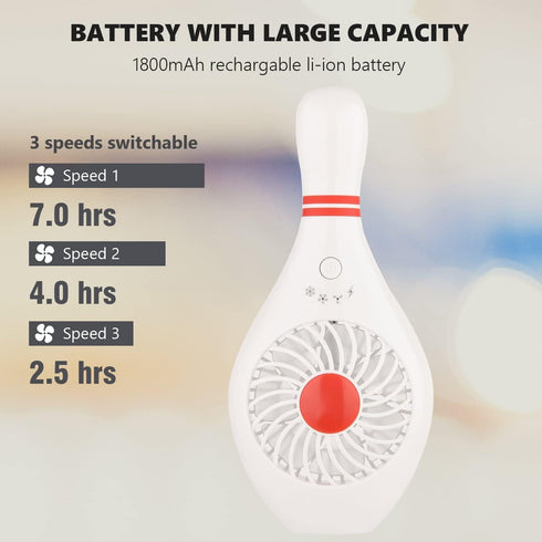 Mini Handheld Portable Fan, USB Fan for Home Office Sports Travel, Bowling Pin Design, Perfect for Makeup and Holidays