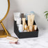 Toothbrush Holder for Bathrooms, 4 Slots with Detachable Bamboo Dividers, Black Organizer