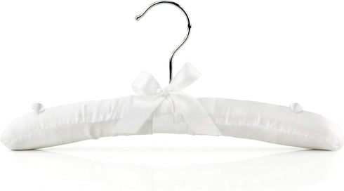 HANGERWORLD Small Kids Satin Padded Hangers - Pack of 3, 11.8inch Soft White for Nursery