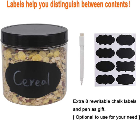 12 Pack 16 oz Plastic Jars With Lids, Clear PET Seal Jar for Food Storage, Kitchen & Craft Storage
