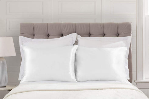 Satin Pillowcase with Zipper for Hair and Skin Care, Soft and Cool Like Silk, White, 2 Pack