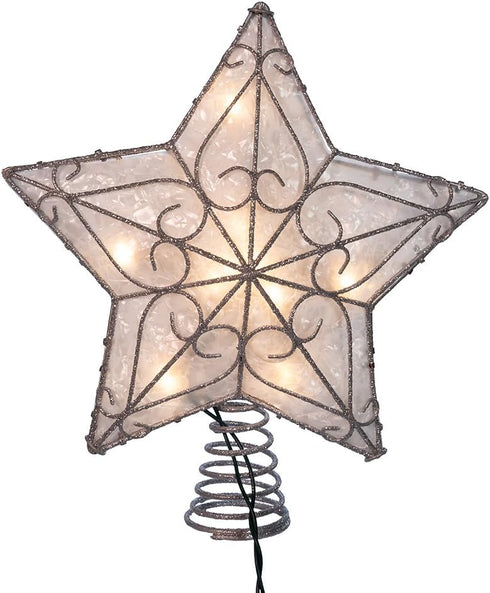 Kurt Adler UL 10-Light Metal Trimmed Capiz Inspired Star Treetop