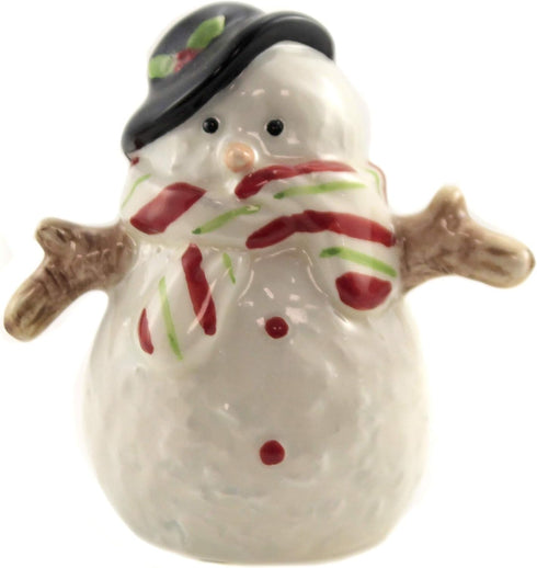 Christmas Santa & Snowman North Pole Winter Ceramic Magnetic Salt Pepper Shakers