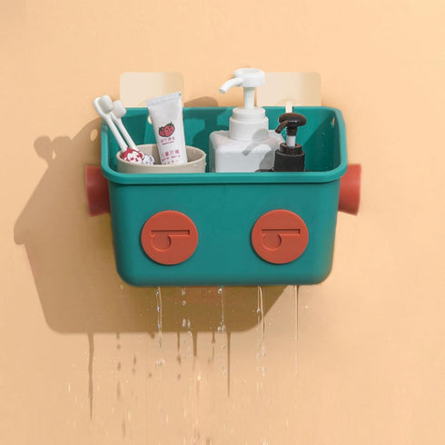 3 Bath Toy Storage Organizer Basket, Layers Colorful Robot Modeling Wall Mounted Kids Hanging Shower Caddy with Hooks