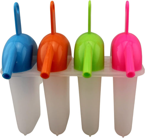 4 Pack Ice Lolly Popsicle Molds with Straw BPA Free Freezer Pop Mold Maker for Juice Yogurt Fruit Kids