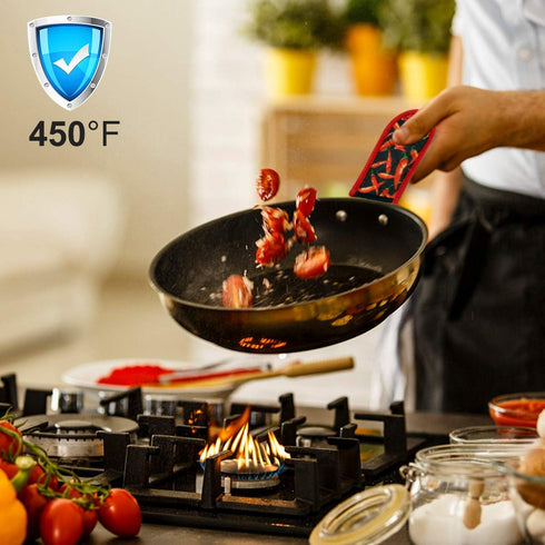 Evoio Cast Iron Skillet Handle Covers - Heat Resistant Pot Handle Covers for Kitchen, BBQ, 4-Pack Red Peppers