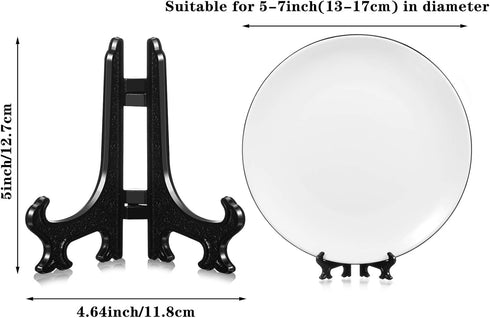 Patelai 48 Pieces Mini Easel Stands, Plastic Plate Stand Holder for Display Picture Frame Collectibles, 5 Inch, Black