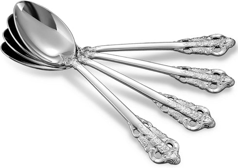 KEAWELL Luxury Dinner Spoon Set of 4, 18/10 Stainless Steel Mirror Polished Tablespoons, 7.8 Inches, Silver